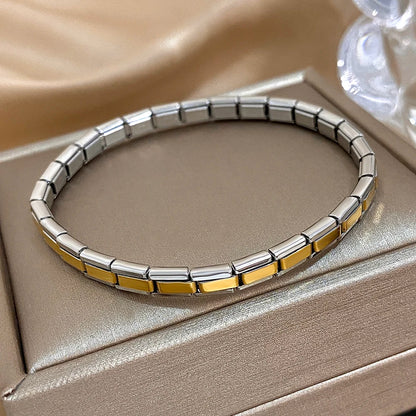 Greatera Five-Layer 10mm Beaded Bracelet – Two-Tone Stainless Steel Watch Chain Bangle Jewelry for Men & Women
