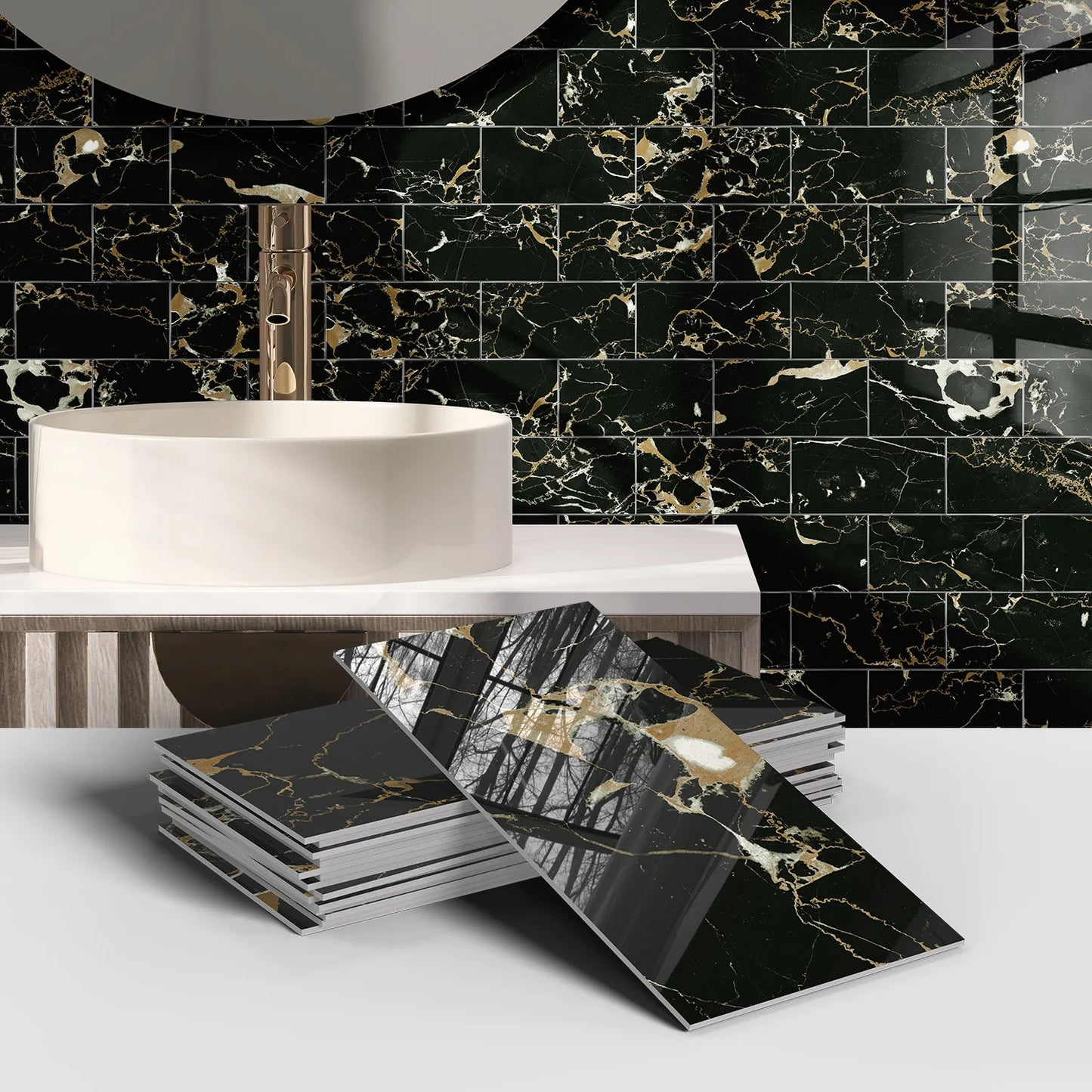 16PCS Marble Pattern Wall Stickers - Waterproof Oil-Proof PET Foam Kitchen Backsplash & Decorative Wallpaper Panels