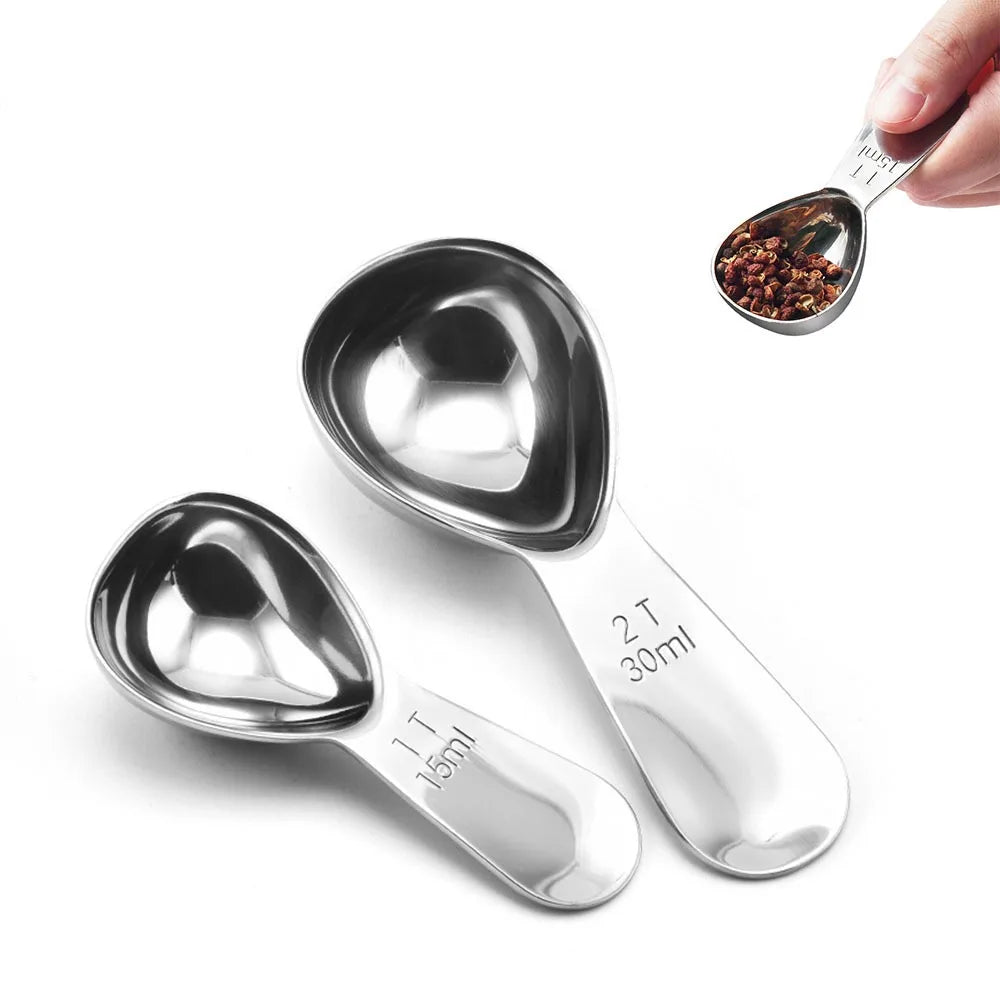 Stainless Steel Coffee Measuring Spoons — Graduated 15ml & 30ml Scoop for Beans, Tea, Sugar & Barista Tools