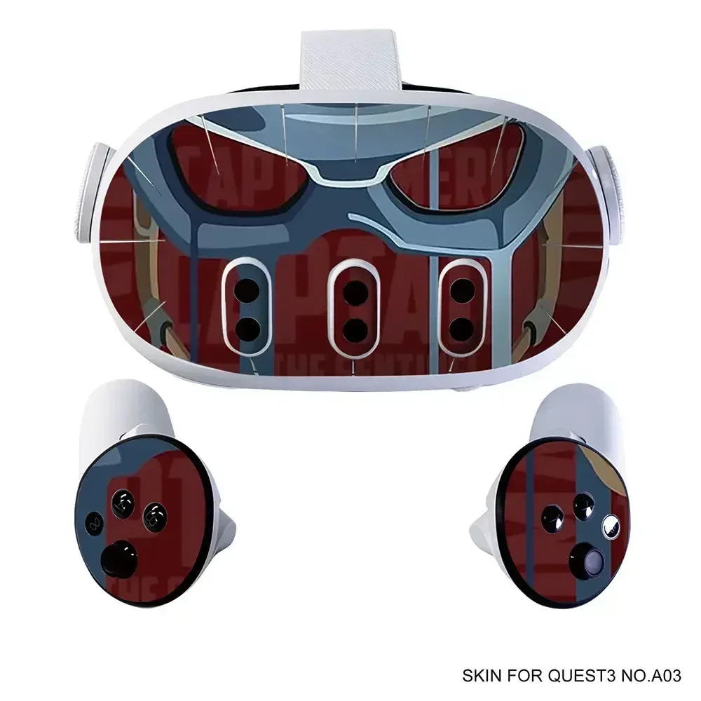Vinyl Skin Sticker for Meta Quest 3 VR Headset & Controllers – PVC Halloween Pattern Decal Wrap Cover for Oculus Quest 3 Accessories