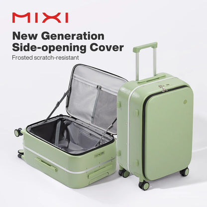 Mixi PC Aluminum Frame Suitcase — Front-Opening Rolling Travel Luggage, 20", 24" & 26" Carry-On M9291