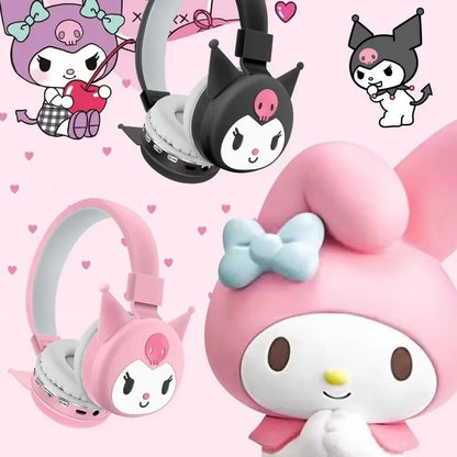 Sanrio Hello Kitty & Kuromi Wireless Bluetooth Headphones – Foldable Lightweight Earphones with Mic for Phones & Laptop