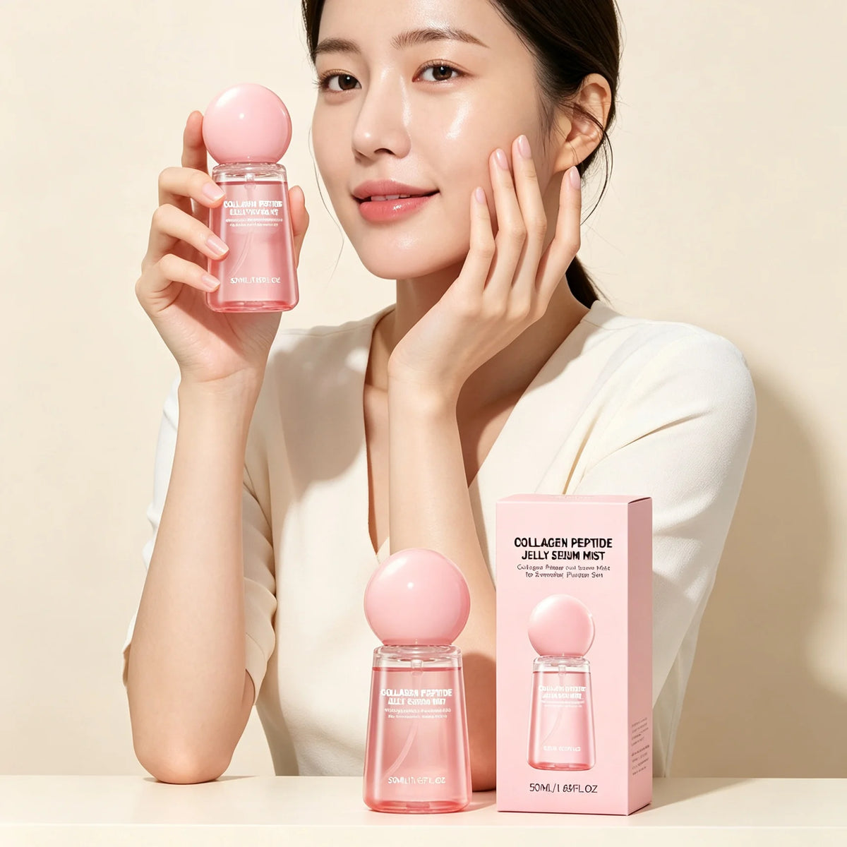 Collagen Peptide Jelly Mist Serum - Deep Hydration, Moisturizing, and Firming Facial Care Spray for Dewy-Looking Skin