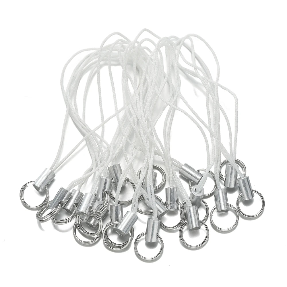 20/50pcs Polyester Lanyard Cord - Double Jump Ring Rope for Keychains, Phone Straps, DIY Crafts & Jewelry Making