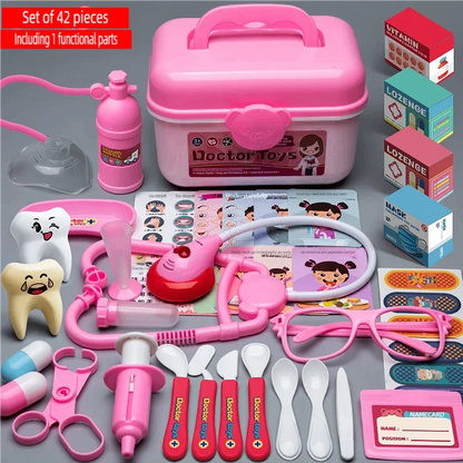 WizKidz Doctor Nurse Role Play Set - Medical Tools with Stethoscope & Injectors, Pretend Play Trolley Box, Ideal Gift for Kids