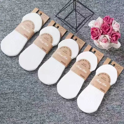 5 Pairs Women's Silicone Invisible Boat Socks - Summer Solid Color Ankle Socks, Soft Cotton Slipper, Size 35-40 EUR