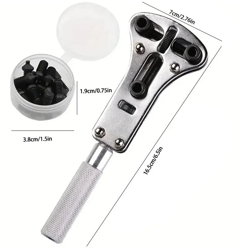 3-Claw Adjustable Watch Case Opener Wrench – Screw Back Repair Tool Kit