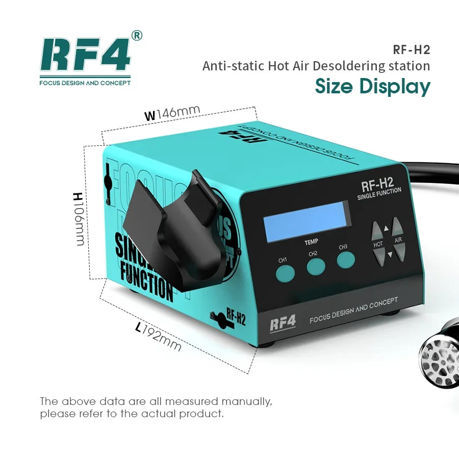 RF4 1000W Fast Desoldering Hot Air Gun - Digital Display Soldering Station for PCB Chip Repair, Intelligent BGA Rework