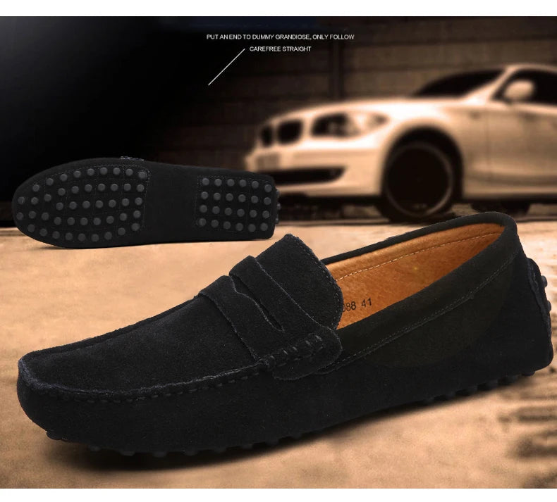 Men's High-Quality Leather Loafers – Casual Moccasins Slip-On Flats, Fashion Driving Shoes, Size 38-49