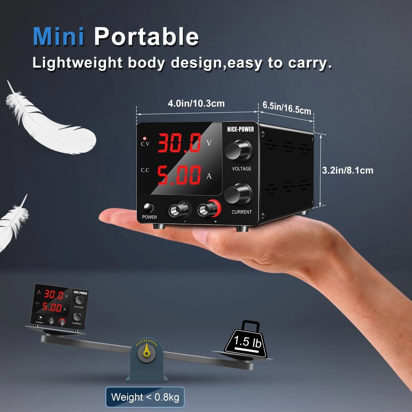 DC Programmable Power Supply — 30V 10A / 60V 5A / 120V Adjustable Laboratory Bench Source with 4-Set Memory Storage Functions