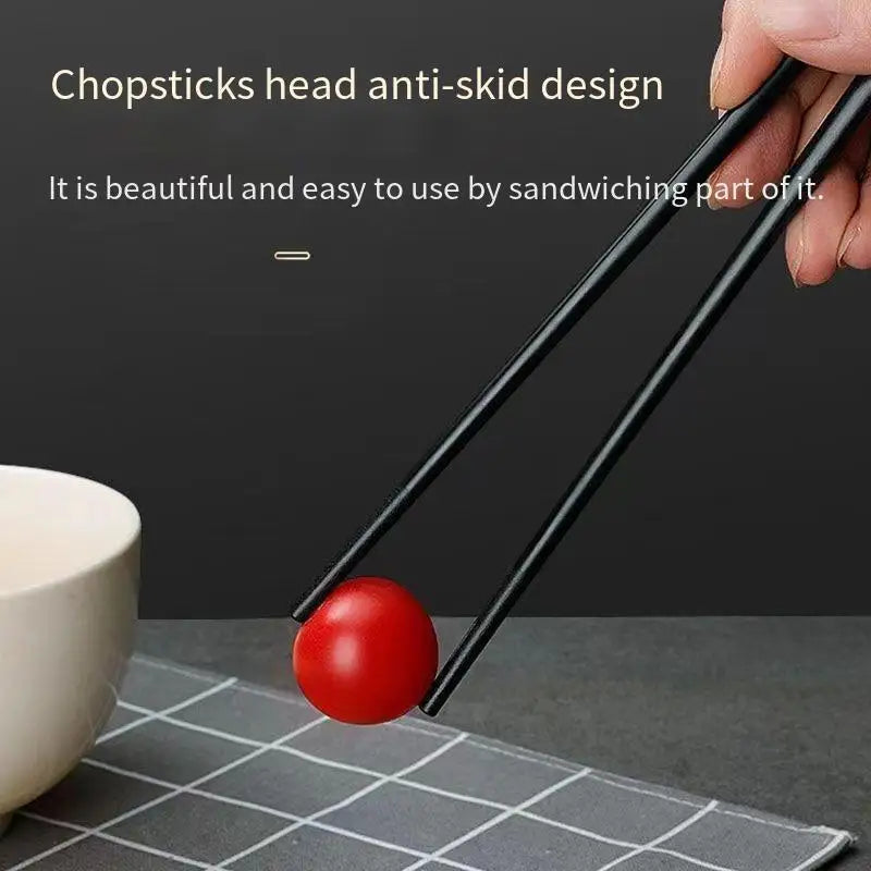 Reusable Black Alloy Chinese Chopsticks – Food Grade, Safe Bamboo, High-Temperature Sterilizable Sushi Sticks