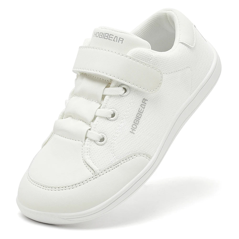 HOBIBEAR Kids Barefoot Shoes – Wide Toe Minimalist Sneakers for Boys & Girls, Lightweight Hook Loop, Mesh & Artificial Leather