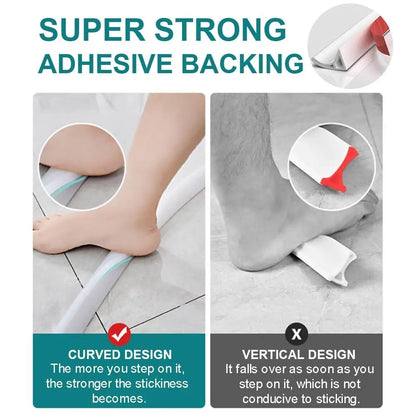 2M Collapsible Shower Water Dam - Self-Adhesive Silicone Threshold for Wet & Dry Separation