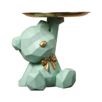 Geometric Bear Key Holder – Resin Figurine for Desk & Entrance Decoration