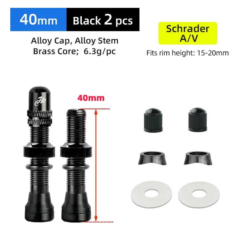 Deemount 2PCS Bicycle Tubeless Schrader Valves — Brass Core CNC Anodized MTB & Road Bike Rim Nipple