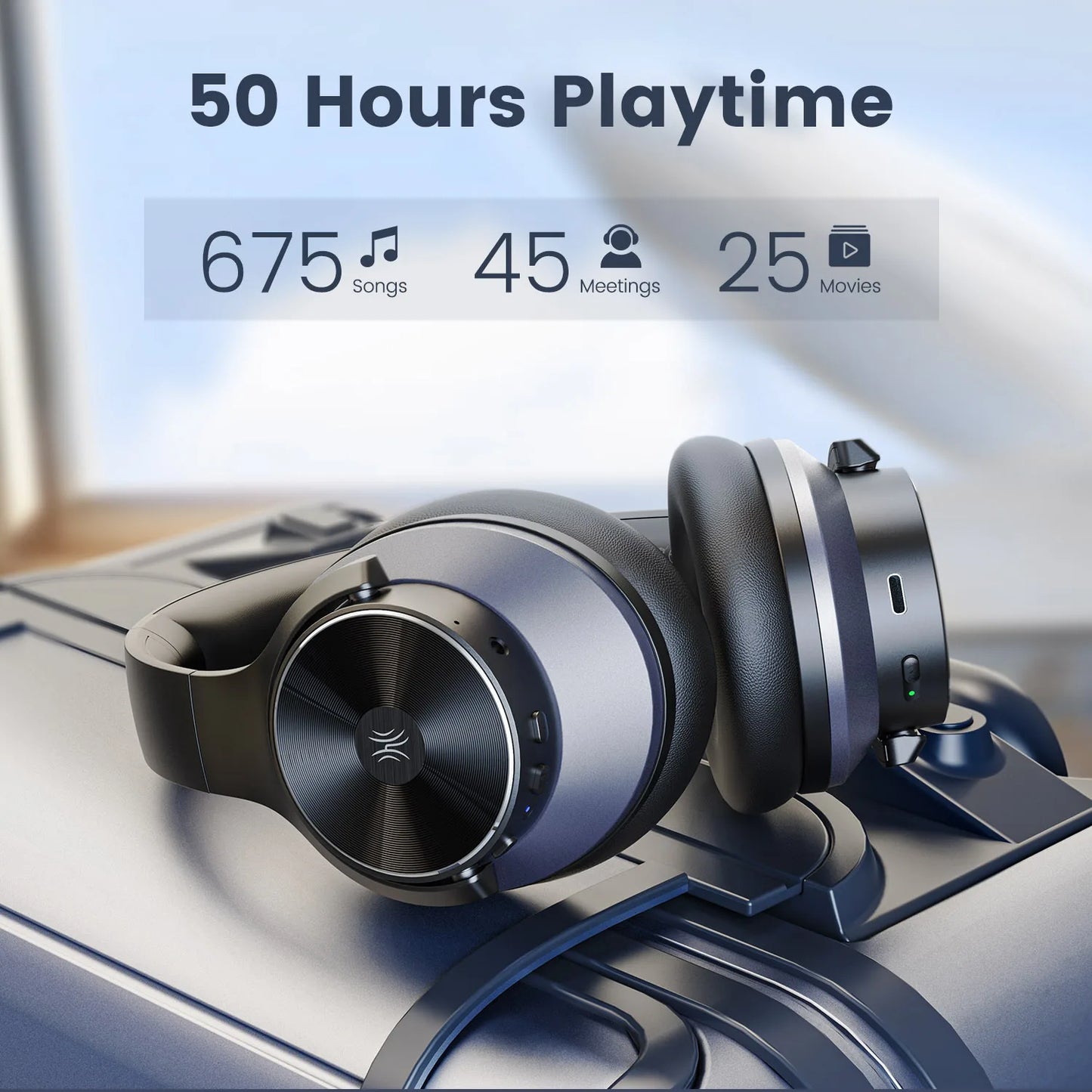 Oneodio A10 Bluetooth 5.4 Headphones - Hybrid Active Noise Cancelling, Hi-Res Audio, Over-Ear Wireless Headset with 5-Mic ANC