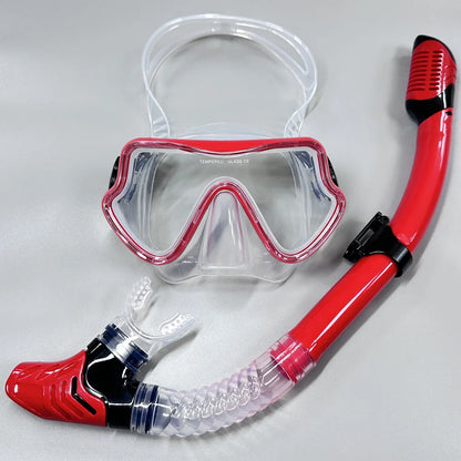 Tempered Glass Diving Mask & Snorkel Set - Panoramic Adult Scuba & Swimming Snorkeling Gear