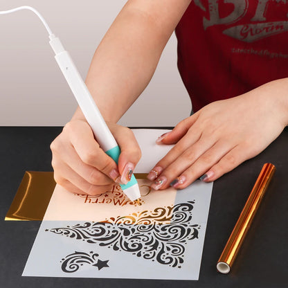 USB Hot Foil Pen Set – 0.8mm Heat-Active Gold Foil Pen for Paper, Leather, DIY Scrapbooking & Cards