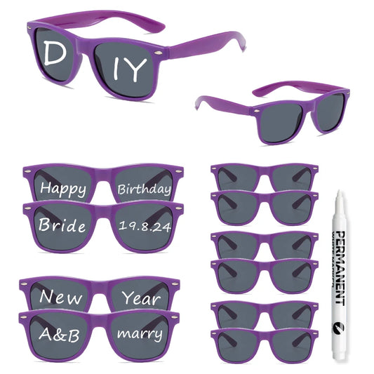 KAMMPT 12-Pair Candy Color Sunglasses Set – Fashion DIY Bride Decor Shades for Women, Festivals & Party Gifts