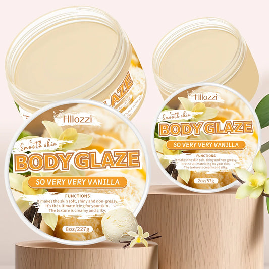 Vanilla Body Glaze Moisturizing Body Butter – Non-Greasy Nourishing Skin Care Oil, Hydrating & Refreshing Body Lotion 2oz/8oz