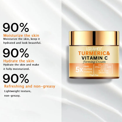 Turmeric & Vitamin C Face Cream – Wrinkle Smoothing, Firming, Moisturizing Collagen Skin Brightening & Repair Whitening Skincare Cream