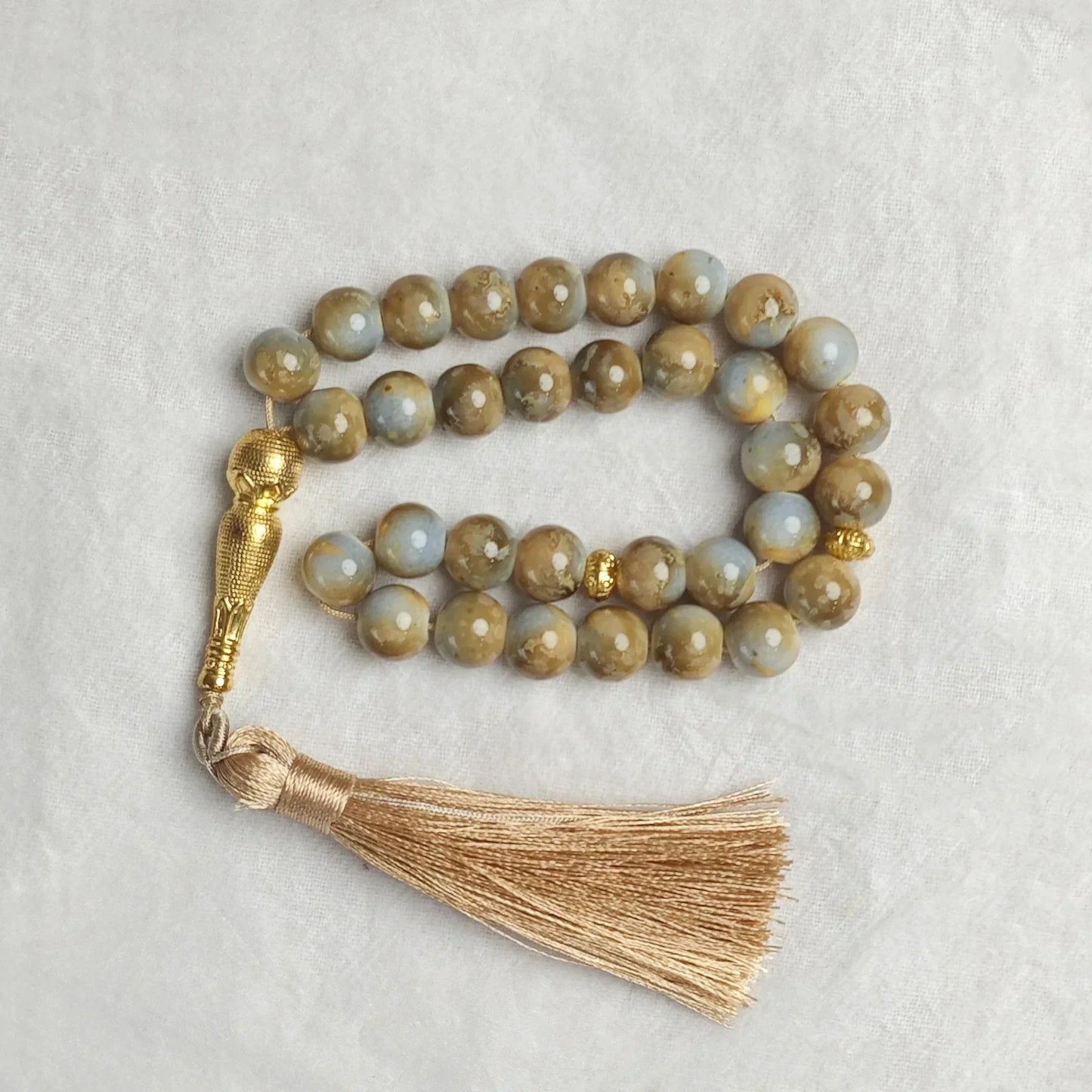 10mm 33pcs Glass Tassel Islamic Rosary Bracelet – Turkish Muslim Tasbih Prayer Beads Jewelry for Women Allah Mohammed Spiritual Gift