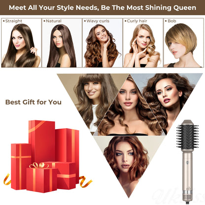 5 in 1 Hair Dryer Brush Set – Electric Hot Air Straightener & Rotating Curling Iron for Professional Multi-Styling