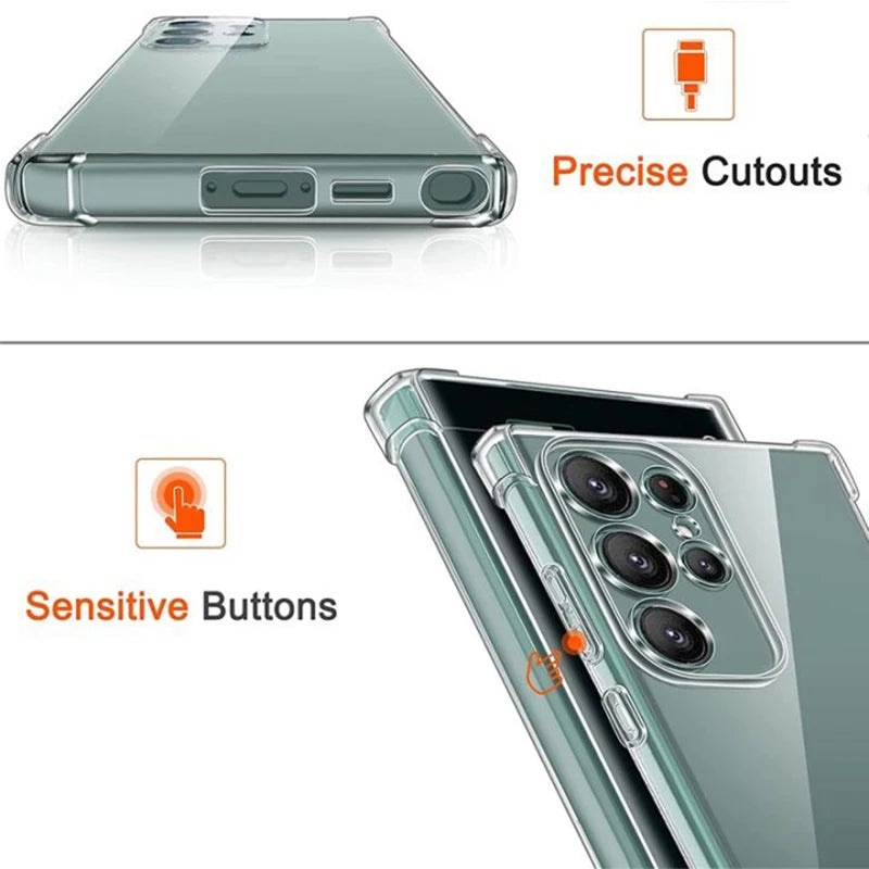 Clear Shockproof Case for Samsung Galaxy - Transparent Protective Cover for S25, S24, S23, S22, S21, A56, A55, A54 & More