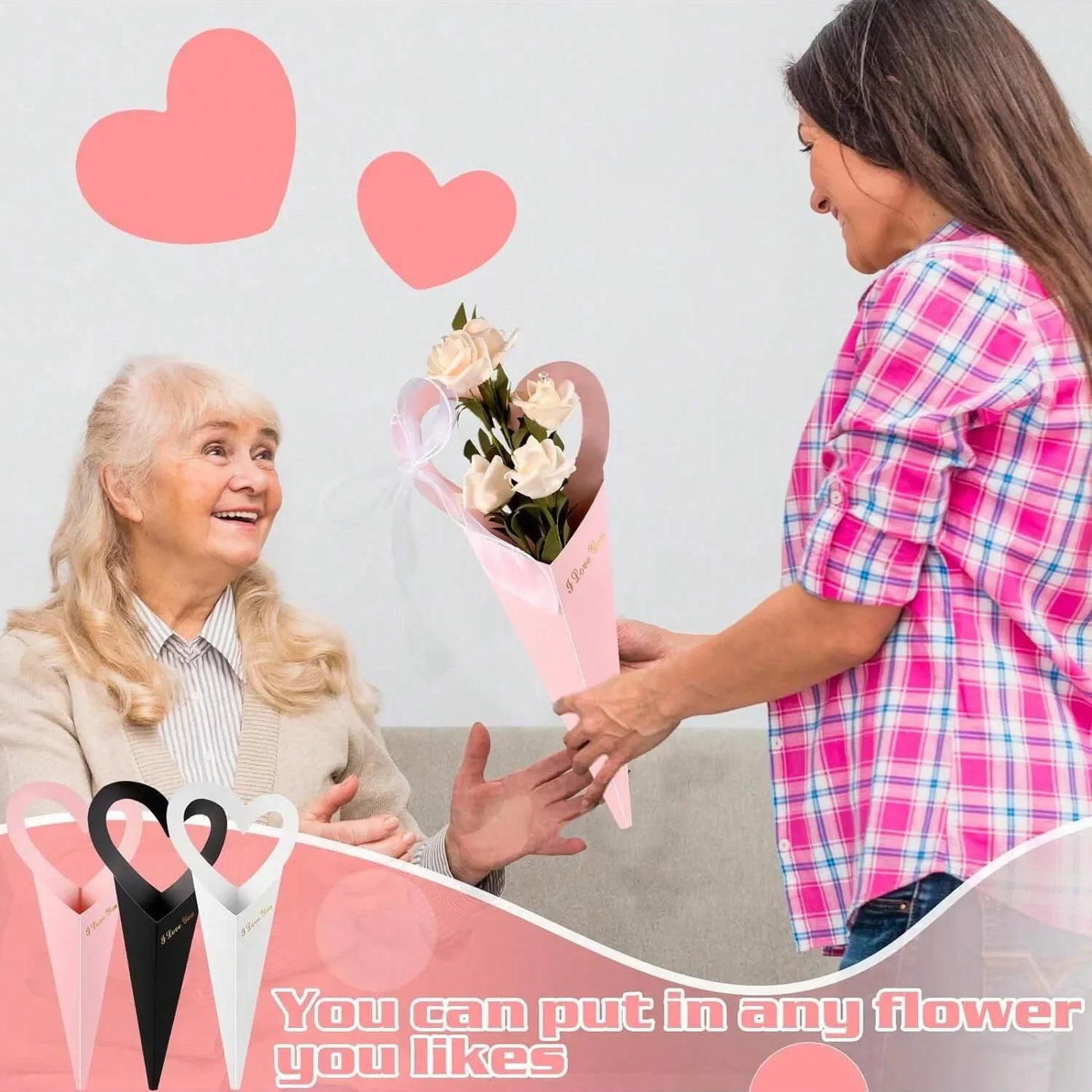 12/24/36PCS Heart-Shaped Bouquet Bags – Floral Packaging & Gift Decoration for DIY Valentine’s Day Gifts