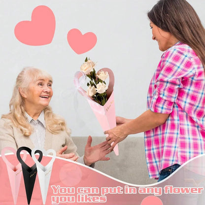 12/24/36PCS Heart-Shaped Bouquet Bags – Floral Packaging & Gift Decoration for DIY Valentine’s Day Gifts