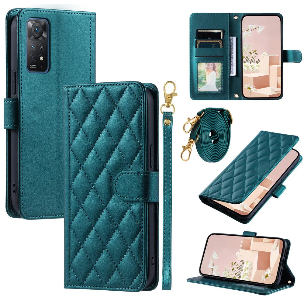 Xiaomi Redmi Note 11 Series Leather Flip Case – Crossbody Wallet Cover for Note 11 Pro 5G/11S/11E/10S/10T/9S/8 Pro