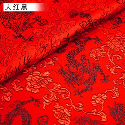 0.5/1/2m Brocade Satin Fabric — Dragon Pattern Material for Sewing, DIY Crafts, Gift Boxes & Patchwork