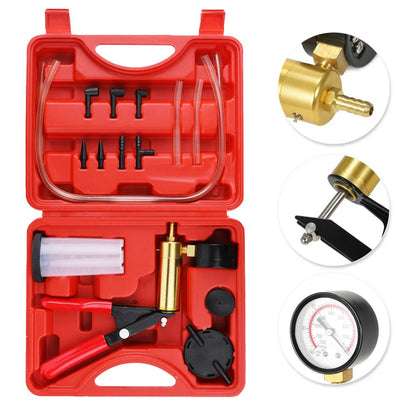 CAER Manual Brake Bleeder & Vacuum Pump Kit – 2-in-1 Handheld Automotive Fluid Tester with Gauge & Adapters