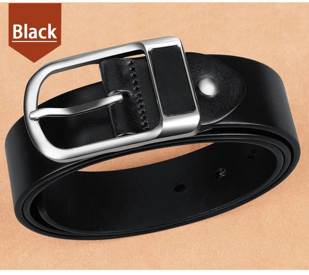 Genuine Leather Men's Belt – High-Quality Buckle, Cowskin Casual & Business Waistband, Cowboy Fashion Designer 2024 New