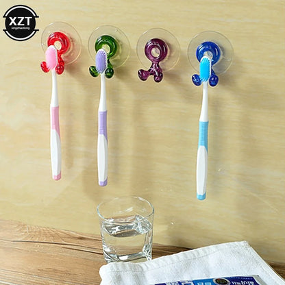 Wall Mount Toothbrush Holder - Bathroom Suction Cup Rack for Toothbrush Storage & Space-Saving Organization