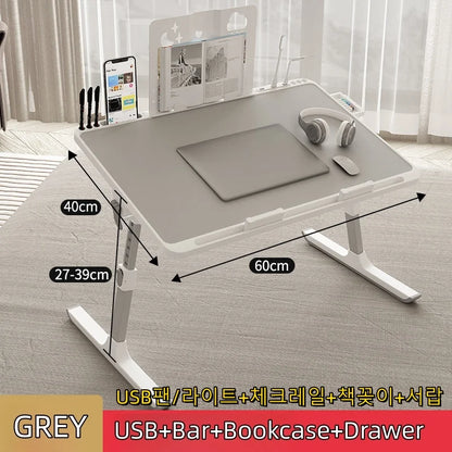 Adjustable Laptop Bed Tray Table – Portable Foldable Standing Desk with Storage Drawer for Sofa & Lap Use