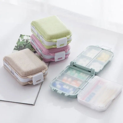 Fashionable Three-Layer Small Medicine Box – Foldable with 3 Sections & 8 Compartments for Mini Storage