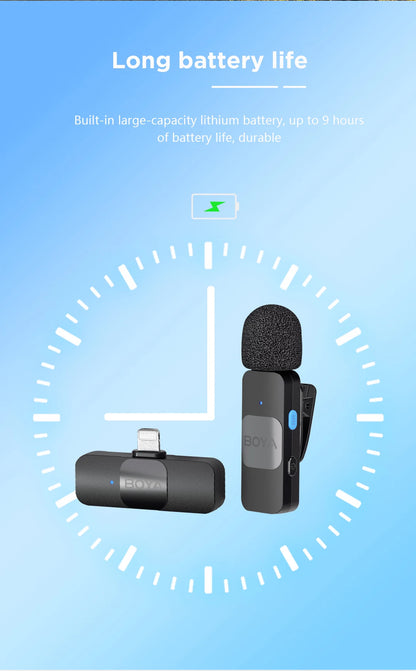 BOYA BY-V Wireless Lavalier Microphone – Professional Mini Mic for iPhone, iPad, Android, Live Broadcast, Gaming, Recording & Vlog