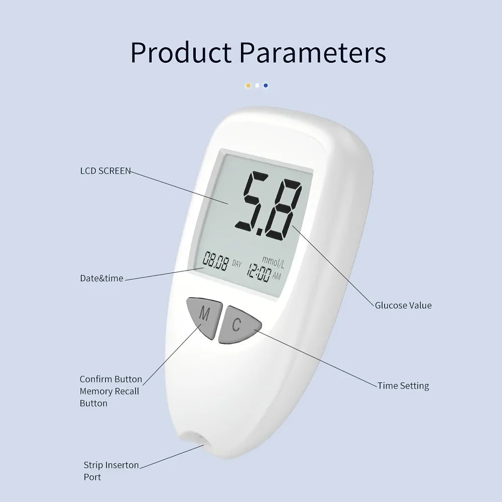VivaChek Blood Glucose Monitor Kit - Digital Diabetes Tester with 50 or 100 Test Strips and Lancets