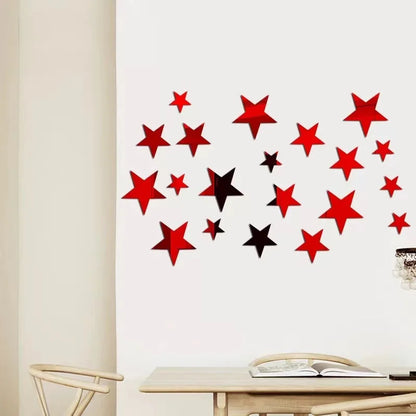20pcs Acrylic Star Mirror Wall Stickers – Cartoon Starry Wall Decals for Kids Room, Home Decor & Cute Wall Art Murals