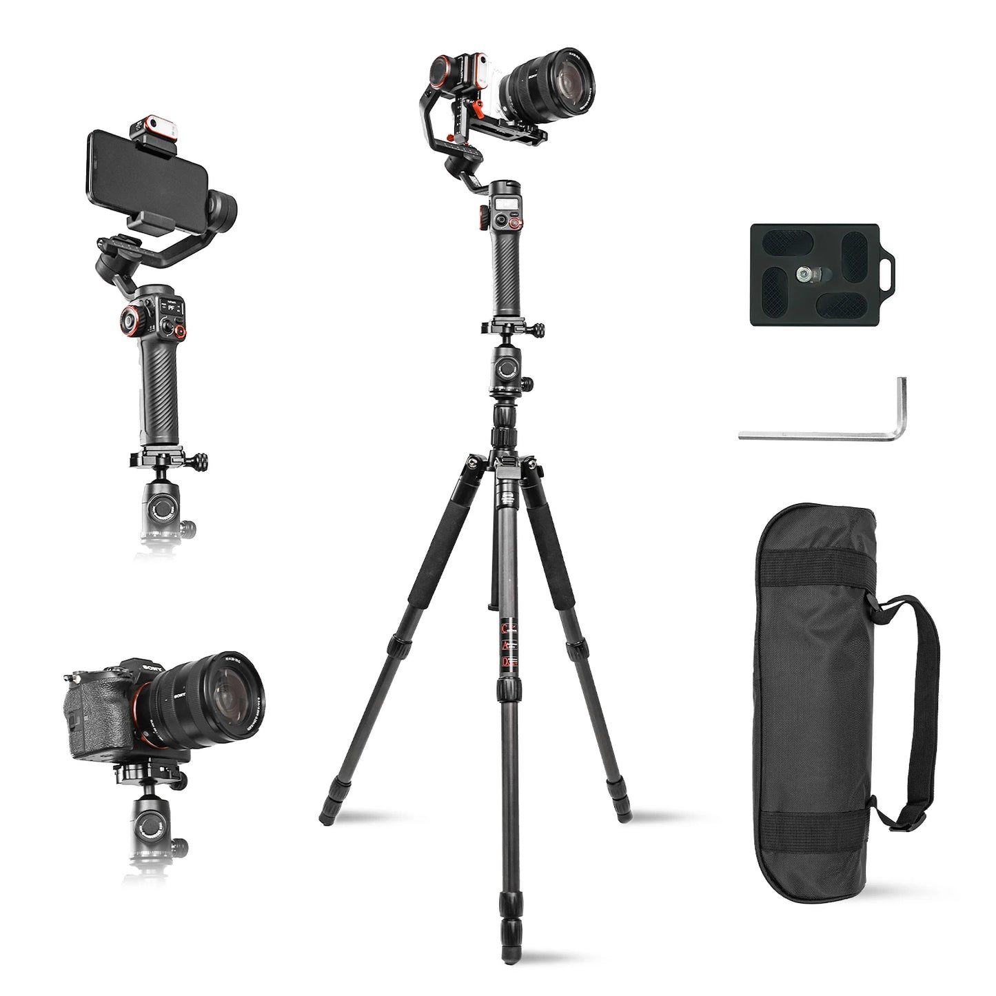 Hohem MT2 Kit 3-Axis Gimbal Stabilizer – Mirrorless Camera Gimbal for Sony/Canon/Nikon/Fujifilm/Panasonic with AI Tracker