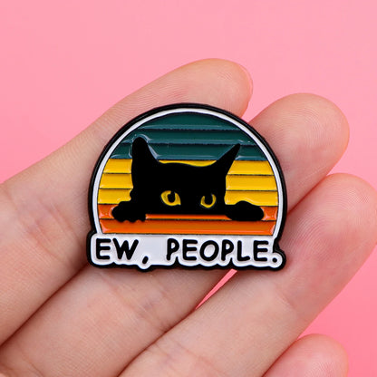 Funny Cat Enamel Pin Badge – EW, PEOPLE Cartoon Brooch for Women Men Lapel Collar Jewelry Gift