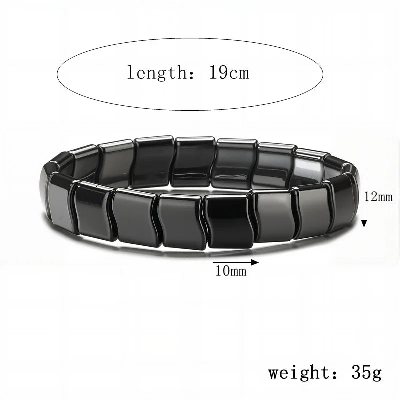 Natural Obsidian Half Moon Bracelet - Irregular Black Stone Beads Men's Fashion Accessory