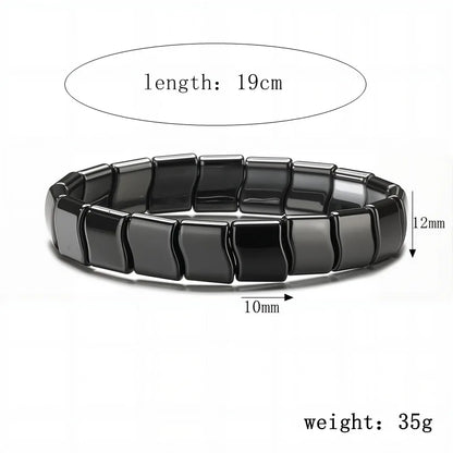 Natural Obsidian Half Moon Bracelet - Irregular Black Stone Beads Men's Fashion Accessory