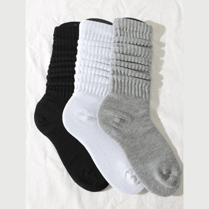 Women’s White Mid-Calf Socks - 3 Pairs Comfortable Breathable Basic Fashion Socks