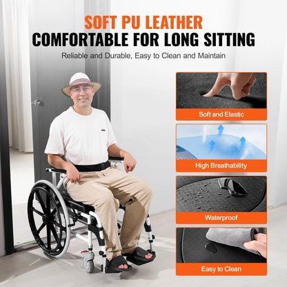 VEVOR 17.5in Shower Wheelchair – Adjustable Rolling Bathroom Chair for Disabled Adults, 300 lbs Capacity
