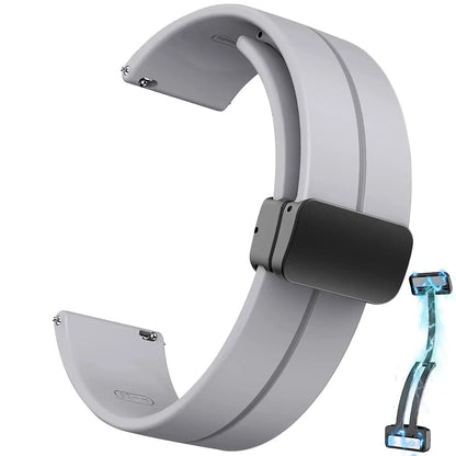 20mm/22mm Silicone Watch Strap - Magnetic Buckle Sport Band for Samsung Galaxy Watch, Huawei Watch GT 2/3 and Gear S3