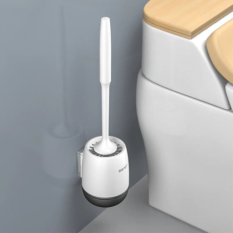 Silicone Toilet Brush Cleaner - Wall Mounted Bathroom Cleaning Tool for Toilet Floor and Bathtub Care