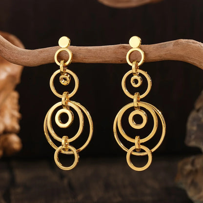 Geometric Gold Hollow Hoop Earrings for Women – Fashion Minimalist Jewelry