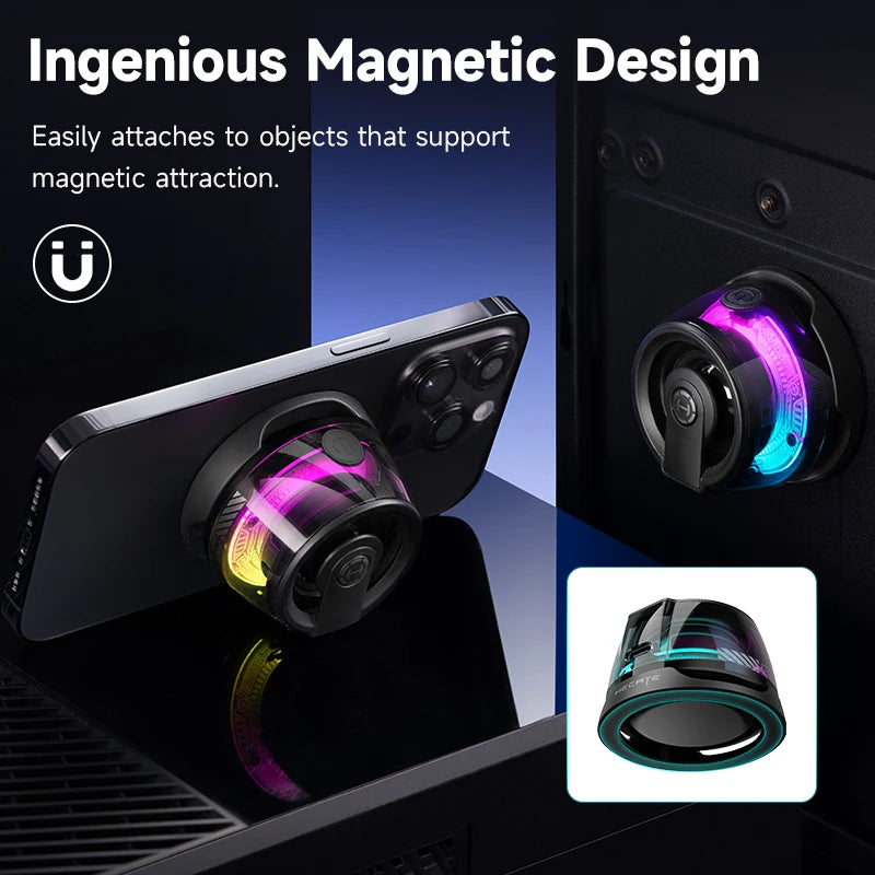 Edifier HECATE G200 Magnetic Portable Bluetooth Speaker | Mini Sound Box with Bluetooth 5.3 | RGB Lighting & Phone Holder | True Wireless Experience